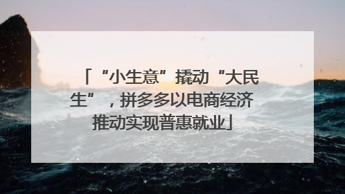 “小生意”撬动“大民生”，拼多多以电商经济推动实现普惠就业