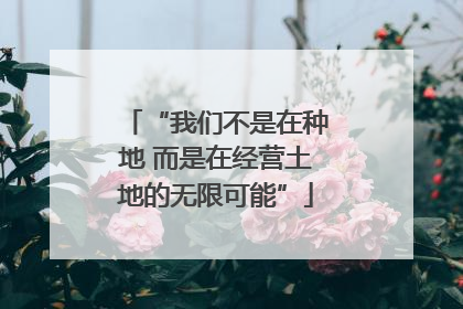“我们不是在种地 而是在经营土地的无限可能”