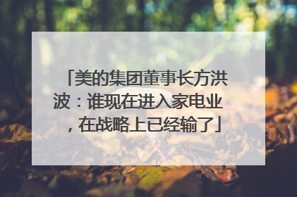 美的集团董事长方洪波：谁现在进入家电业，在战略上已经输了