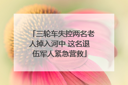 三轮车失控两名老人掉入河中 这名退伍军人紧急营救