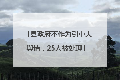 县政府不作为引重大舆情，25人被处理