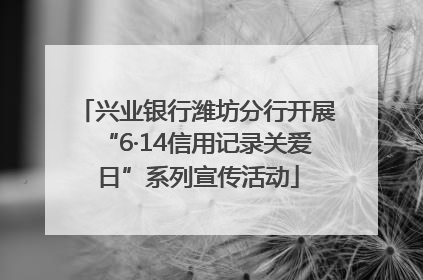兴业银行潍坊分行开展“6·14信用记录关爱日”系列宣传活动