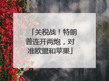 关税战！特朗普连开两炮，对准欧盟和苹果