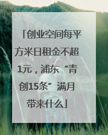 创业空间每平方米日租金不超1元，浦东“青创15条”满月带来什么