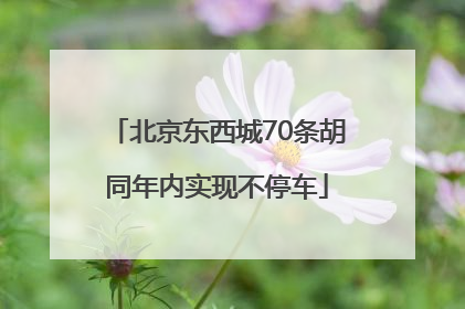 北京东西城70条胡同年内实现不停车