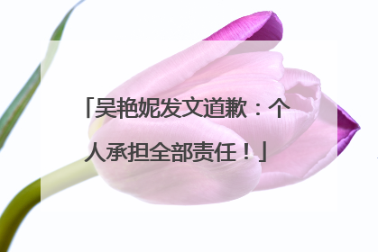 吴艳妮发文道歉：个人承担全部责任！