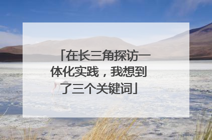 在长三角探访一体化实践，我想到了三个关键词