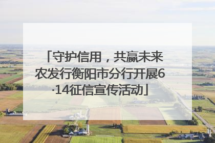 守护信用，共赢未来 农发行衡阳市分行开展6·14征信宣传活动