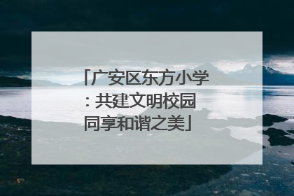 广安区东方小学：共建文明校园 同享和谐之美