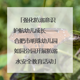 强化防溺意识 护航幼儿成长——合肥市明珠幼儿园如园分园开展防溺水安全教育活动