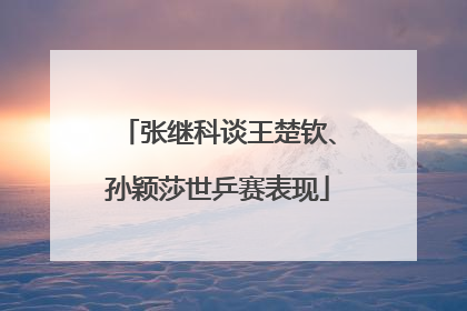 张继科谈王楚钦、孙颖莎世乒赛表现