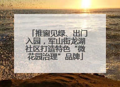 推窗见绿、出门入园，军山街龙湖社区打造特色“微花园治理”品牌