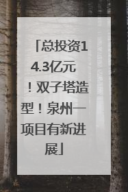 总投资14.3亿元！双子塔造型！泉州一项目有新进展