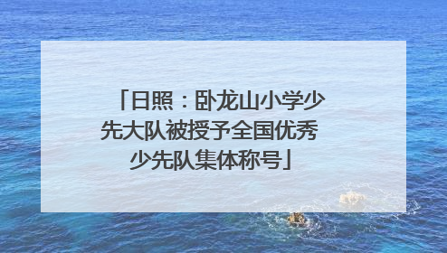 日照：卧龙山小学少先大队被授予全国优秀少先队集体称号