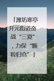 潍坊寒亭开元街道奋战“三夏”，力保“颗粒归仓”