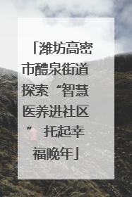 潍坊高密市醴泉街道探索“智慧医养进社区” 托起幸福晚年
