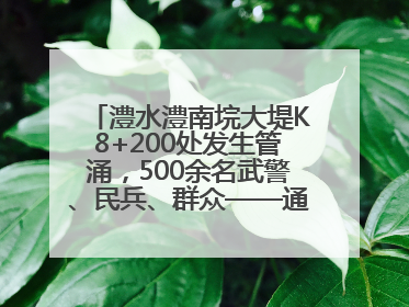 澧水澧南垸大堤K8+200处发生管涌，500余名武警、民兵、群众——通宵达旦战管涌