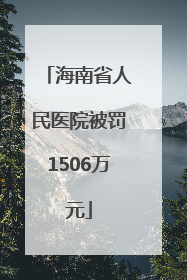 海南省人民医院被罚1506万元