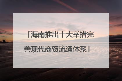 海南推出十大举措完善现代商贸流通体系