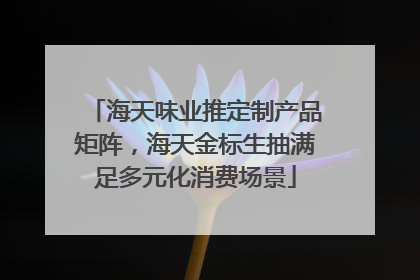 海天味业推定制产品矩阵，海天金标生抽满足多元化消费场景