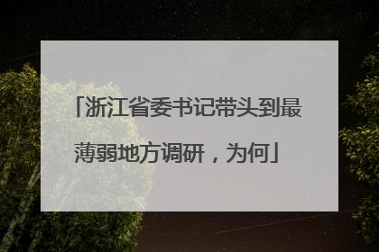 浙江省委书记带头到最薄弱地方调研，为何