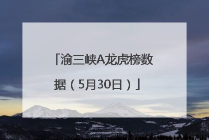 渝三峡A龙虎榜数据（5月30日）