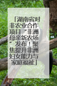 湖南省对非农业合作项目“非洲母亲新农场”发布！聚焦提升非洲妇女能力与家庭福祉