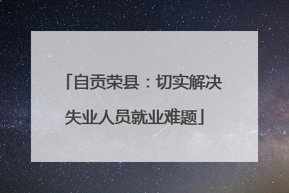 自贡荣县：切实解决失业人员就业难题