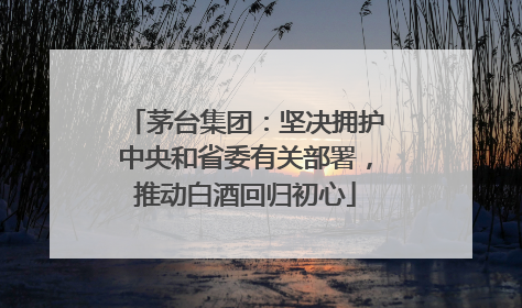 茅台集团：坚决拥护中央和省委有关部署，推动白酒回归初心