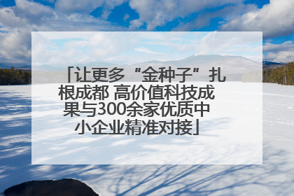 让更多“金种子”扎根成都 高价值科技成果与300余家优质中小企业精准对接