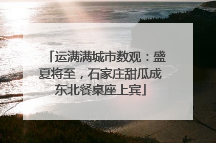 运满满城市数观：盛夏将至，石家庄甜瓜成东北餐桌座上宾