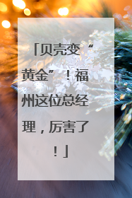 贝壳变“黄金”！福州这位总经理，厉害了！