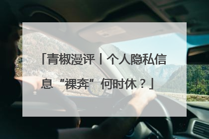 青椒漫评丨个人隐私信息“裸奔”何时休？
