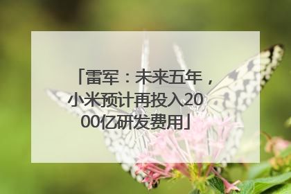 雷军：未来五年，小米预计再投入2000亿研发费用