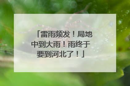 雷雨频发！局地中到大雨！雨终于要到河北了！