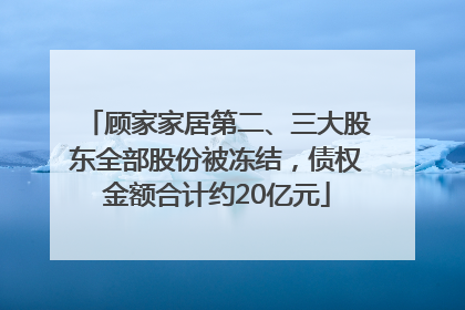 顾家家居第二、三大股东全部股份被冻结，债权金额合计约20亿元