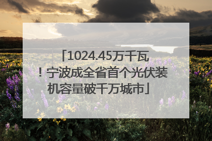 1024.45万千瓦！宁波成全省首个光伏装机容量破千万城市