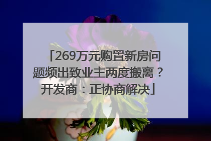 269万元购置新房问题频出致业主两度搬离？开发商：正协商解决